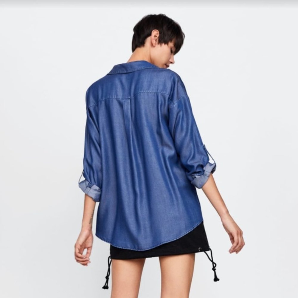 Denim Zara XL Button-up Shirt | NWT 👔 - Picture 4 of 10
